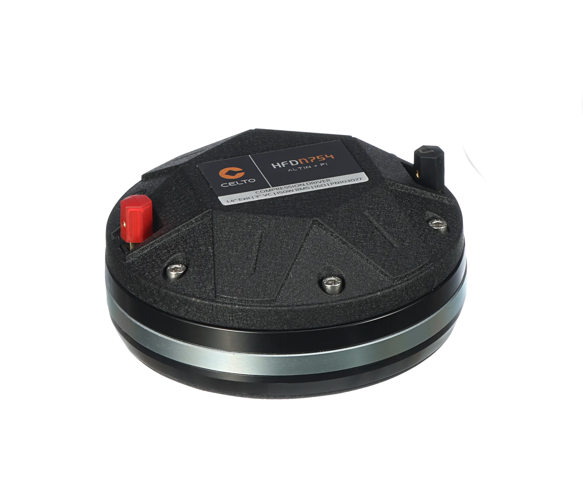 Detailed view of the Celto Pro HFDN754 professional high-frequency compression driver.